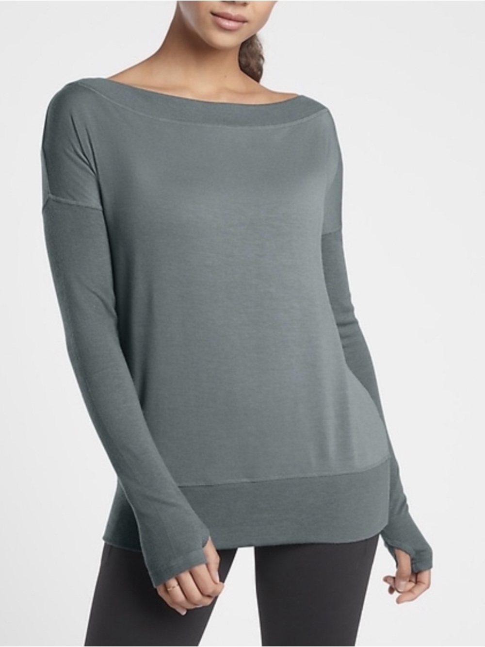 ATHLETA Metropolis Grey Long Sleeve Modal Studio Barre Sweatshirt -XS